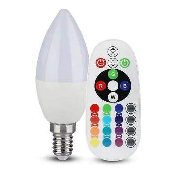 LED RGB Reguliuojama lemputė E14/4,8W/230V 4000K + valdymo pultas
